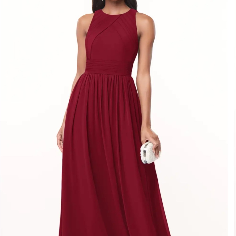 Azazie Sleeveless long dress - burgundy